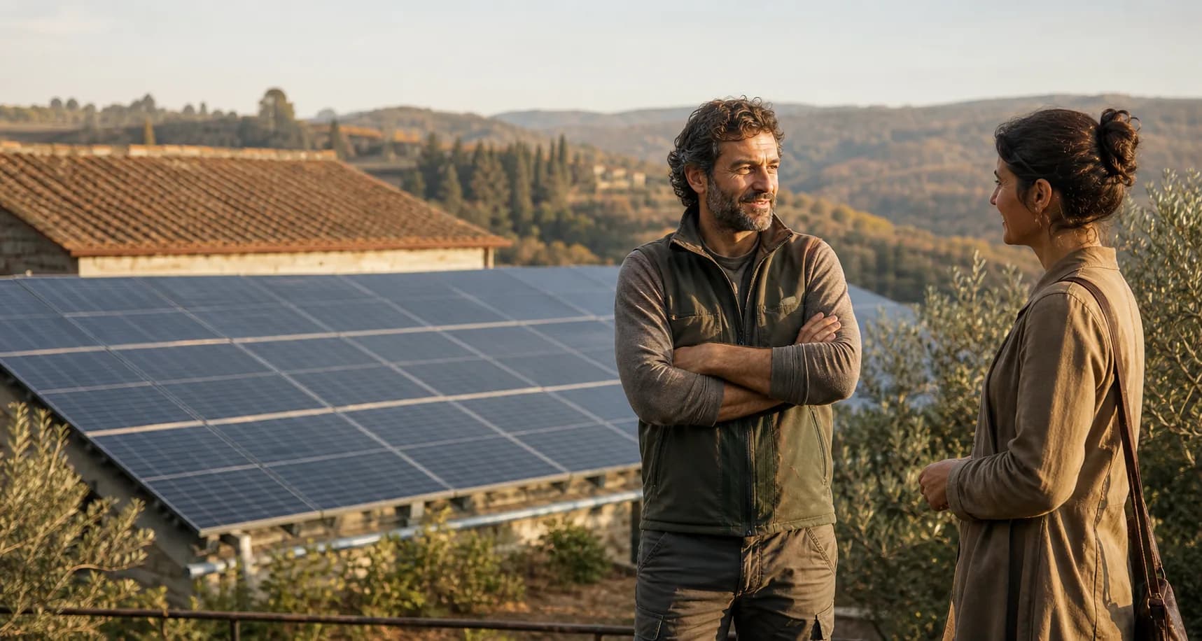 Un produttore controlla un impianto fotovoltaico